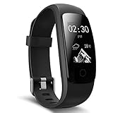 AUSUN Fitness Tracker, 107hr Plus Wasserdicht Smart Armband Uhr mit Schrittzähler Herzfrequenz Pulsmesser Kalorienzähler und Schlaf-Monitor, Smart Watch Sportarmbanduhr Anrufen/SMS Reminder, Schwarz