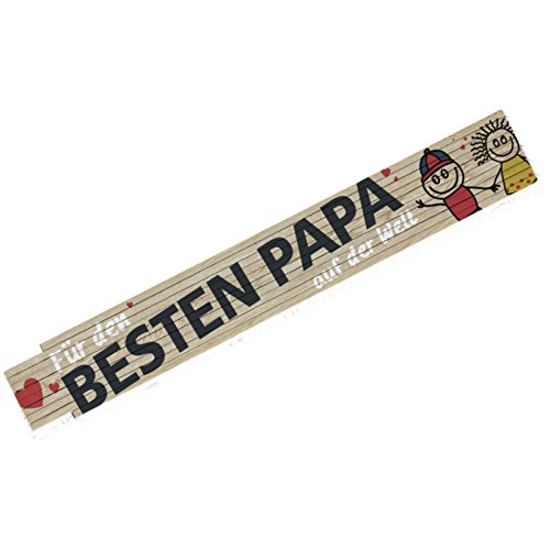 Zollstock Bester Papa der Welt ADGA Meterstab Geschenk Männer Vatertertag 2m Holz