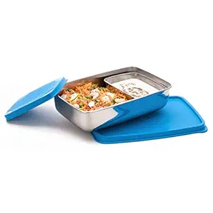Signoraware Stainless Steel Compact Big Steel Lunch Box, Set of 2, 150ml+850ml (Blue)