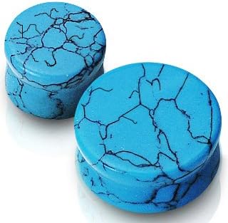 Pair of 4mm Turquoise Semi Precious Stone Ear Plugs Gauges