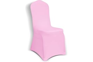 Kapwall 12 PCS Pink Chair Covers, Spandex Stretch Washable Chair Covers for Wedding,Party and Banquet
