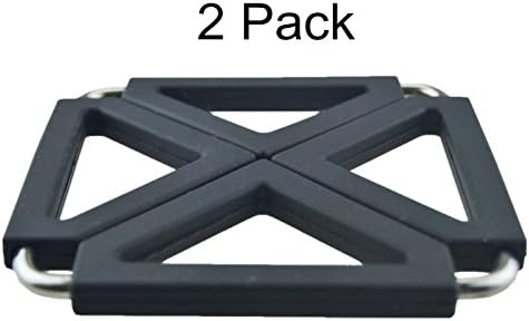 ERollDeep ERollDeep Adjustable Folding Expandable Silicone Metal Foldable Coaster Pot Holder Kitchen Cooking Gadget Cup Dish Table Heat Resistant Hot Pad Mat Place mat Trivet 2 PCS