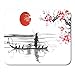 Produktbild Gaming Mauspad Watercolor China Japan Traditional Japanese Painting Sumi E Man with Boat Red Ink Ink Ink Wash Sun 11.8"x 9.8" Decor Office Nonslip Rubber Mousepad Mouse Mat