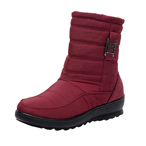 Preisvergleich Produktbild JUSTSELL_Schuhe Damen Stiefeletten,Frauen Einfarbig Schlupfstiefel Runder Kopf Kurzschaft Stiefel Baumwoll Ankle Stiefeletten Super Warm Allroundstiefel für Winter