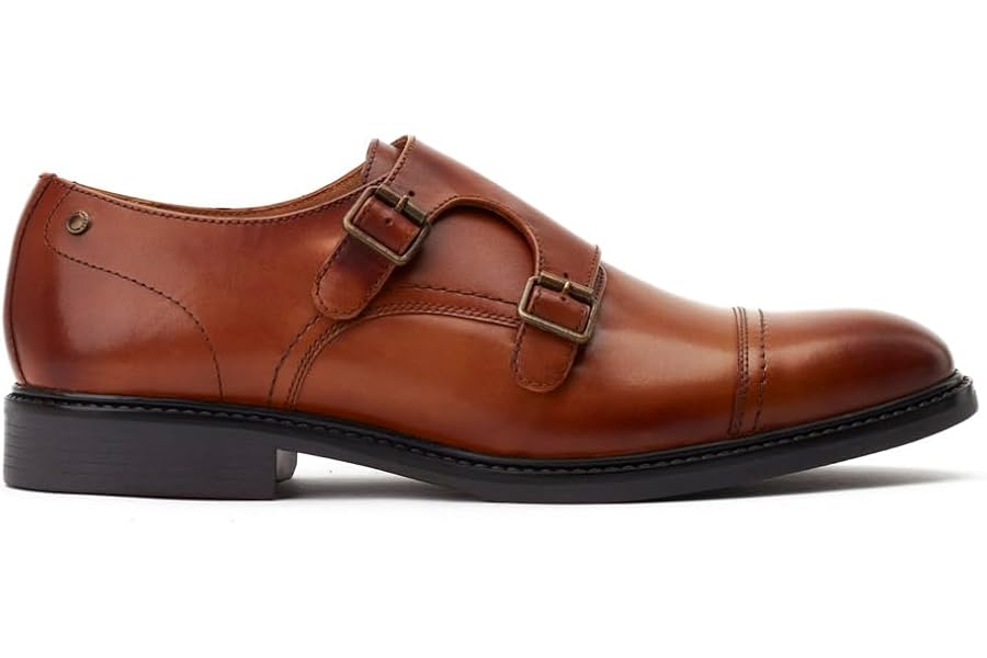 Base London Diablo Mens Waxed Leather Double Strap Shoes