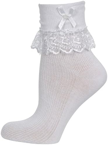 Cute Decorative Baby Girl White Cream/Ivory Frilly Lace Socks (Newborn to 10 years old) 10% with TWO or more purchase