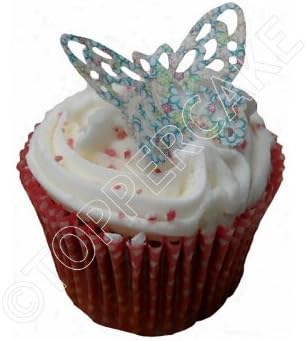 (B4) Winter Design Frosty Flowers Edible Rice Paper Butterfly Cup Cake Wedding Cake Decoration x 12
