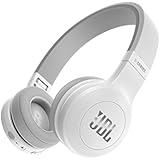 JBL E45BT On-Ear Ohraufliegender Bluetooth Kopfhörer Faltbar Inkl. Abnehmbares Verwicklungsfreies Textilkabel mit Universeller 1-Tasten-Fernbedienung mit Integriertem Mikrofon - Weiß