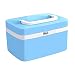 Produktbild EVERTOP Kosmetik Organizer Aufbewahrungbox Kunststoff Tragbare Make Up Aufbewahrung ABS Schmuckkoffer 10L Kosmetikbox Schloss Beauty Schminkkoffer Medizin Erste Hilfe Box 20 x 28 x 17,4cm - Blau