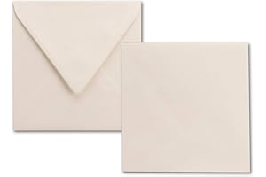 NEUSER PAPIER 25 sobres cuadrados color natural (crema), 100 g/m², 15 x 15 cm, ideal para tarjetas de felicitación e invitaciones. Marca: Papelería Neuser