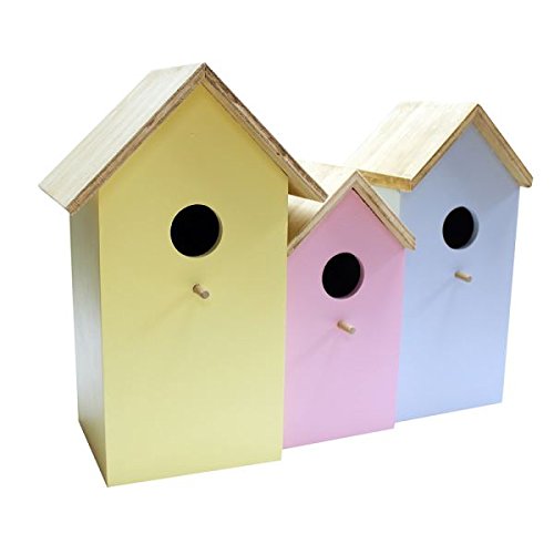 Luxus 3-in-1 Gefärbt Holz Aufhängung Vogelhaus Garten Dosieranlage Tit Rotkehlchen - 2