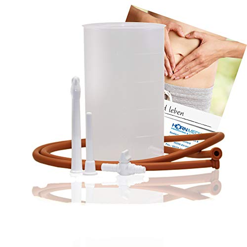 Horn Medical-Einlaufbecher für die Darmreinigung oder bei vaginalen Irritationen, einfache Handhabung zur Selbstanwendung, 1 Liter