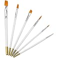 6 PCS Paint Brush Set, Nylon Acrylic Paint Brushes - White Wooden Handle, Small Fine Tip Artist Paintbrush/Watercolour Paint Brushes/Oil Paint Brushes/Gouache Paint Brushes for Art Painting