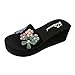 Produktbild Yvelands Damen Slipper Hausschuhe Handgemachte Augen Kristall Wedges Flip Flops Sandalen Hausschuhe StrandschuheCN-39Schwarz1