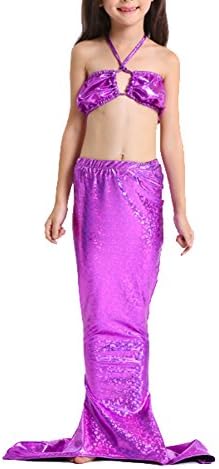 Yefree Girl Mermaid Slim Fishtail Set of 3 Cute Cartoon Princess Fishtail Swimsuit