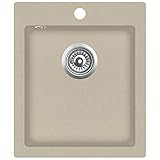 Material: Granito vidaXL Fregadero de Cocina de Granito con un Seno Lavabo Cocina Fontanería Piezas de Fontanería y Bricolaje Resistente Pileta Escurreplatos Beige