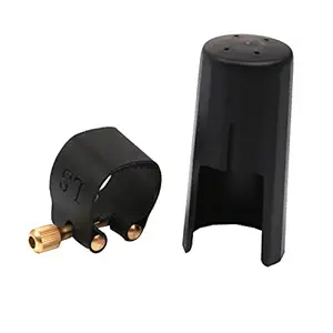 Generic Plastic Alto Saxophone Sax Mouthpiece Cover with PU Ligature Black