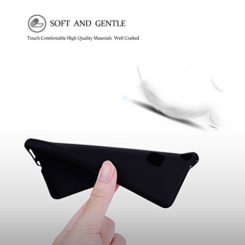Funda Silicona para Huawei P9 LITE  AllDo Carcasa Protectora Suave Funda Flexible Ligero Soft TPU Gel Case Cover Carcasa Ultra Delgado Caja de Dise  o Simple Funda Color S  lido Carcasa Anti Rasgu  os Anti Choque - Negro