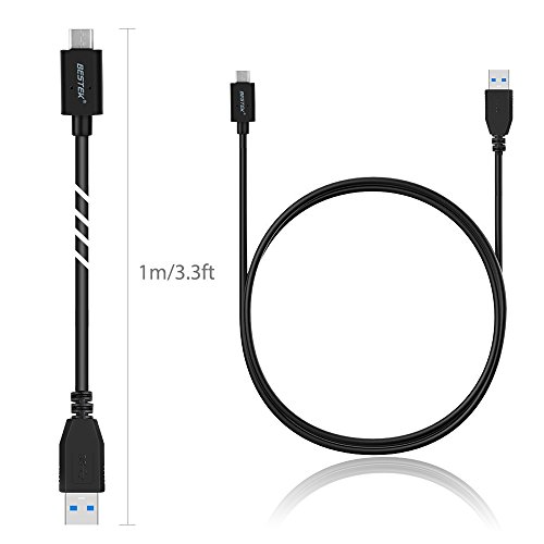 BESTEK USB 3.1 Type C USB to Standard Type A USB 3.0 Male Cable Date Cable Reversible Design for Apple New MacBook 12 inch,Nokia N1, Oneplus 2, Tablet, Mobile Phone and Other Type-C Supported Devices BTV08BK