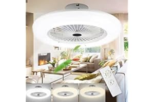 Joparri Ventilatore da Soffitto con Luce e Telecomando, 80W Velocità del Vento Regolabile Luce LED 3000K-6500K Fan Plafoniera LED per Camera da Letto Soggiorno Sala da Pranzo, Bianco