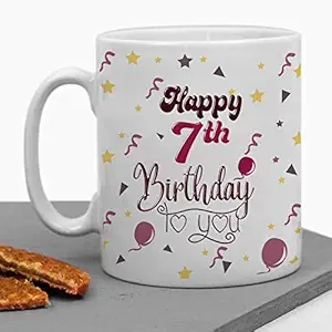 LOF 7th Happy Birthday Gift for Sister | Brother |Son | Daughter Ceramic Printed Mug