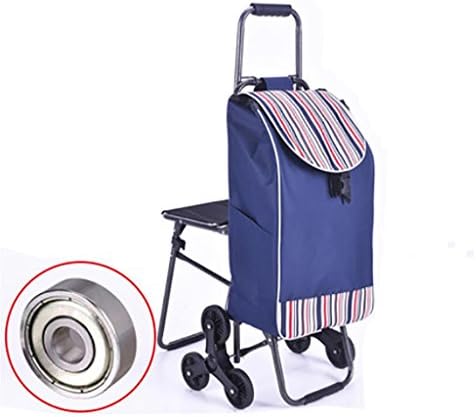 RulNet Trolley Dolly Lightweight Shopping Trolley Folding 3 Wheel Large Capacity Shopper Folding Chair , D