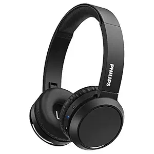 Philips Audio TAH4205 On-Ear Headphones with Bass Booster, Quick Charging, 29 Hours Play time, Compact Folding Design and Mic (Black), one size (TAH4205BK/00)