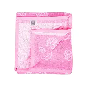 Mee Mee Soft Absorbent Bamboo Cotton Baby Towel | Reversible Baby Towel with Quick Absorb (Light Pink, Teddy Print)