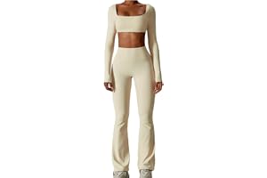 Women Sports Gym Wear WorkoutTights Top 2 delar sömlös långärmad Fitness Yoga Set