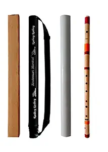 NEXTOMART Professional Flutes E Natural 7 Hole Right Hand Bamboo Flute Bansuri Size 15 Inch With Free Carry Bag (Natural Brown)