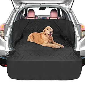 FunniPets SUV Cargo Liner for Dogs, Waterproof Cargo Cover for SUVs Sedans Vans, Pet Seat Cover with Side Flap and Bumper Flap, Non-Slip Backing, Universal Fit, Black