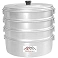 ROLLYWARE Premium Aluminium Momos Maker & Steamer with Handles, Durable 4 Tier Steamer for Cooking, Suitable for Home, Hotels, Restaurant and Business, No 8, Capacity- 5 litres