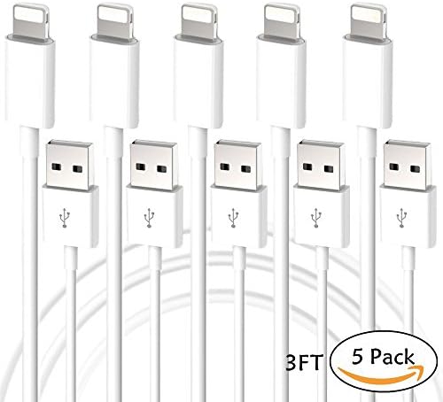 Cables Lightning, Wansong 1M (3FT) USB Charging iPhone Cable and Data Sync Charge Cord for iPhone X/ 8/ 7/ 7 Plus/ 6/ 6s/ 6 Plus/ 6s Plus/ SE/5c/5s/7, iPad Air/Mini, iPod Nano/Touch (5 Pack)