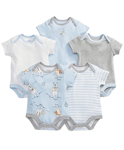 Mamas and Papas Baby-Boys 5 Pack Bear Bodysuit, Multicoloured (Multicolour), 3-6 Months
