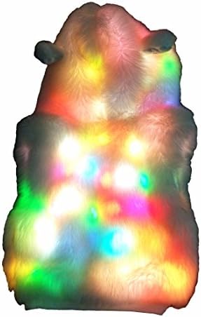 Haafee LED Bear Costume Kids Light Up Cute Girls Faux Fur Gilets Hoody Winter Warm Vest For Halloween Christmas Carnival (M (3-5t), White)