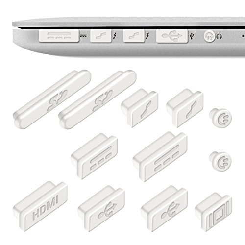kwmobile 12in1 Set: 12er Staubschutz Set für Apple MacBook Pro 13″ 15″ Retina / Air 11″ 13″ (ab Mitte 2011) – Staubschutz Stecker Zubehör Dust Plug in Weiß - 5