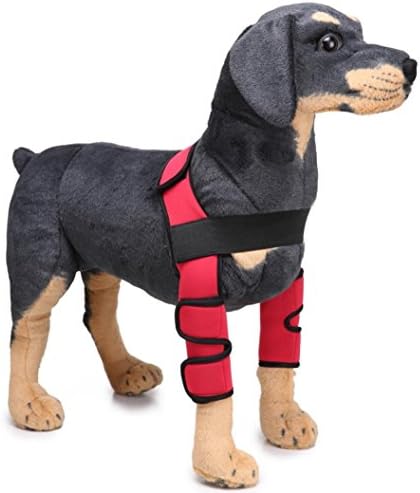 Kolylong Dog Leg Support Brace Extra Supportive Canine Forelegs Hock Joint Brace Protect Wounds, Dog Elbow Protector (L, Red)