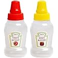 FASHRAMP Mini Small Ketchup Bottles 25ml Refillable Salad Dressing Tomato Sauce Mayo Syrup Squeeze Containers Bottle Lunch box Plastic Portable Squeezable Squirt Condiments Jars Pack Of 2 (Multicolor)