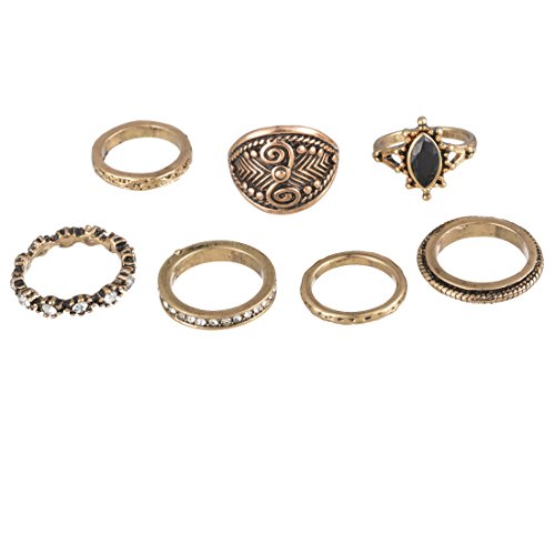 MJARTORIA Damen Ring Silber Farbe Boho Ring Set mit Türkis CZ Kristall 5 Stück Vintage Ringe