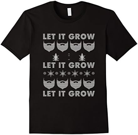 Men's Let It Grow Funny Christmas Beard T-shirts XL Black
