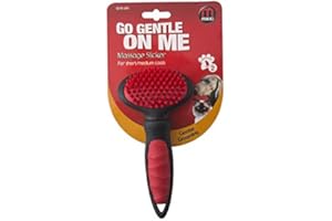 Mikki Dog, Puppy, Cat Grooming Massage Slicker Brush - Gentle, Relaxing Grooming - Small, Black/Teal