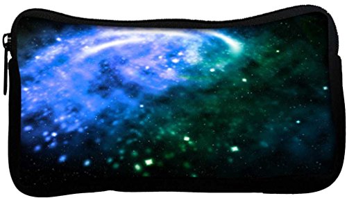 Snoogg Blue Galaxy Background Poly Canvas Student Pen Pencil Case Coin Purse Utility Pouch Cosmetic Makeup Bag