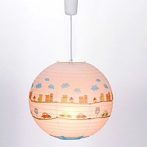 MIA Light Auto Papier Kugel Hänge Leuchte Ø400mm/ Kinder/ Blau/ Pendel Lampe Hängelampe Hängeleuchte Kinderlampe Kinderleuchte Kinderzimmer Kinderzimmerbeleuchtung Kinderzimmerlampe Kinderzimmerleuchte Papierkugel Papierlampe Papierleuchte Pendellampe Pendelleuchte - 3