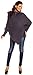 Zeta Ville Maternity Women's Chunky Cable Knit Sweater Poncho Rolled Neck - 312c (Graphite, ONE SIZE UK 8/10/12)