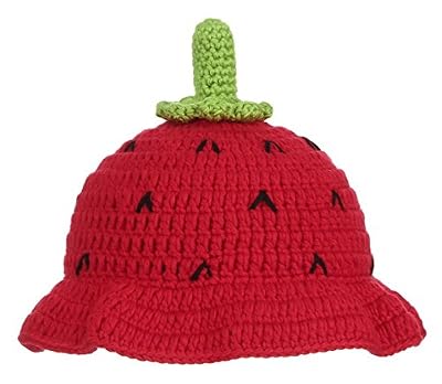 La Vogue Bébé Chapeau Casquette Bébé Fille Enfant Hiver Tricot Crochet Bonnet Fraise Déguisement Noël Rouge