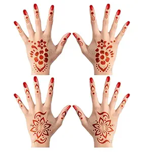 Apcute Mehandi Stencil Design sticker Set of - 4 Piece | Mehndi Design Stencil for hands | Henna Tattoo Stencils for Women and Girls | Design No - APCUTE-S-H97-98