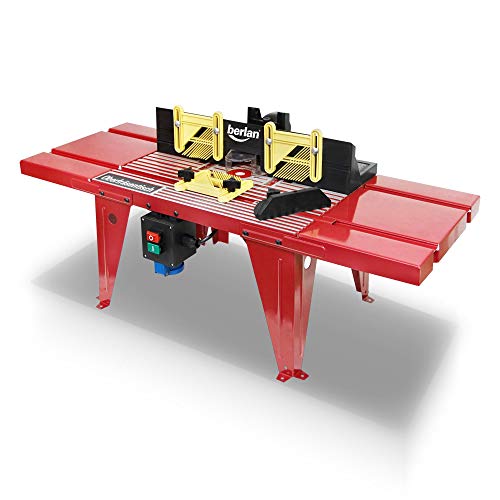 Berlan Banco tavolo per fresa fresatrice verticale con allacciamento da 230 volt, adattamento del piano di lavoro 155 mm, diametro 39 mm max. materiale di montaggio e set completo di accessori incl.