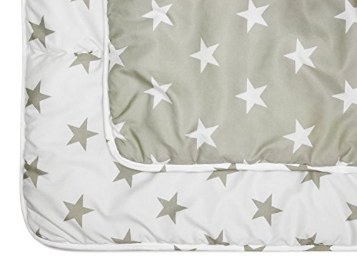 Bettenset erhältlich in 9 verschiedenen Ausführungen – Mikrofaser – Steppbett ca. 135 cm x 200 cm & Kopfkissen ca. 80 cm x 80 cm – geprüfte nach Öko-Tex Standard 100, Wendebett [Sterne taupe] - 5