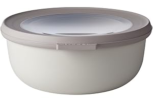 Mepal Okrągłe Pudełka, Plastikowe Pudełko do Przechowywania z Pokrywką, do Lodówki, Zamrażarki, Kuchenki Mikrofalowej i Zmywarki, Hermetyczne i Szczelne, 750 Ml, Białe (Nordic White)