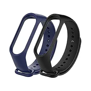 Rapidotzz Band Straps Compatible for Mi Band 4 and Mi Band 3 (Black and Blue)